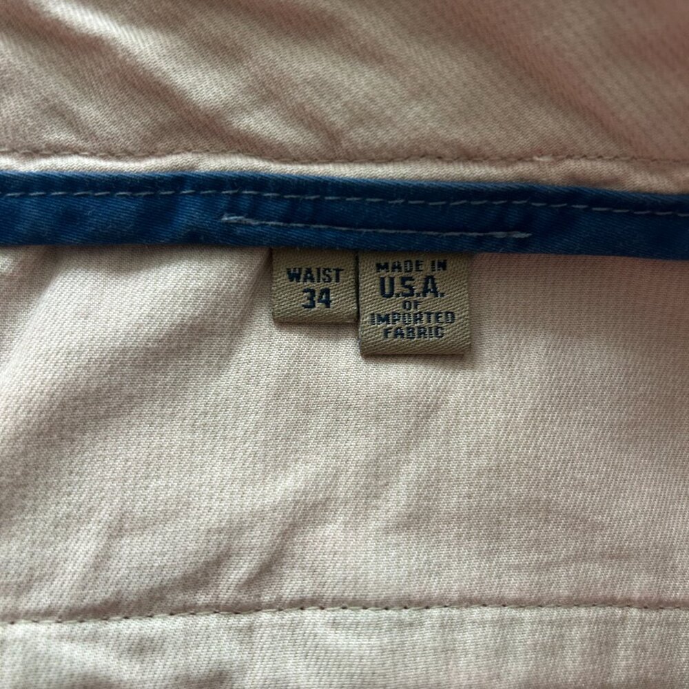 Bills Khakis Chino Pants Mens 34x32.5 Salmon Coral Made in USA Straight - Picture 9 of 12